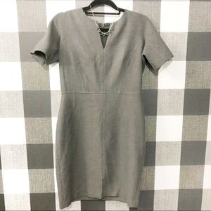 Ann Taylor Gray Sheath V-neck  dress